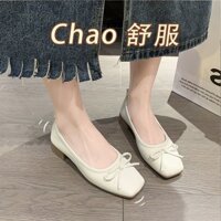 3422 Người Bộ Sưu Tập Xuân Thu Bề Mặt Mềm Đế Mềm Giày Bà Nội Slip-On Mùa Hè Giày Nữ Nơ Cổ Tích Nhẹ Nhàng Giày Đậu Hà Lan Giày Nữ 25.3.9