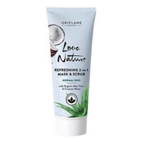 34822 Oriflame – Mặt nạ và tẩy da chết Love Nature Refreshing 2-in-1 Mask & Scrub with Organic Aloe Vera & Coconut Water Nha Đam và nước Dừa cho da thường / da hỗn hợp – 75ml