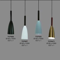 35 - TCF65: Đèn thả đơn chóa hợp kim sơn màu (Đen/Trắng/Xanh/Vàng) - KT: Ø100mm x H350mm - Bóng đèn E27 x 1