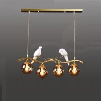 35 - TTK114T4 CHAO KHÓI: Đèn thả ngang, thân xi màu đồng chao quả bi màu khói - KT: L750mm, chao bi Ø150mm - Bóng đèn E27 x 4