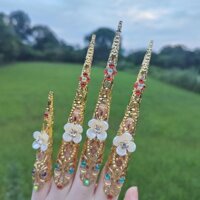 [3529 Lời khen ngợi của mọi người] Trang phục Phong cách tòa án Mặc móng tay Nữ hoàng Mẹ Vỏ ngón tay Armor Court Nail Cover Dance Làm móng tay CC20250404