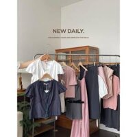 3566 - ÁO SƠ MI KIỂU VIỀN BÈO CỔ TIM CÚC DỌC