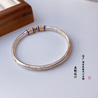 ✨3596 Bộ Sưu Tập Người Bạc Nguyên Chất 999 Mạ Vàng Đường Họa Tiết Cỏ Vòng Tay Nam Bạc Nguyên Chất Mờ Chắc Chắn Mở Retro Mới Trung Quốc Vòng Tay Bạn Gái 25.4.2