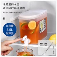 3.5l Tủ Lạnh Ấm Siêu Tốc Lạnh Dung Tích Lớn Có Vòi Bấm Ấm Siêu Tốc Đặt Tủ Lạnh Ấm Trà Ấm Siêu Tốc Lạnh Ấm Trà Trái Cây Ấm Trà Nước chanh Chai Bảo Quản Xô Chất Liệu PP Cấp Thực Phẩm Có Thể Được Sử Dụng Làm Đá Lạnh Ấm Trà Trái Cây Phong Cách Nhật Bản Tủ Lạn