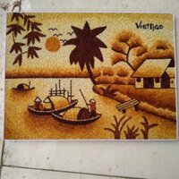 [35x50] Bộ nguyên liệu tranh gạo Đồng quê