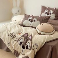 [36 màu] Bộ Chăn Ga Cotton Linen Disney [Đệm >15cm nhắn shop]