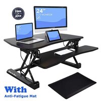 36" Wide Height Adjustable Sit Stand Desk Riser Stand Up Office Desk, Standing Desk Converter Workstation Dual Monitor, Included Spacious Keybo...
