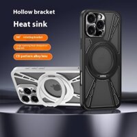 360 °   Giá đỡ vòng từ tính xoay, vỏ kim loại tản nhiệt rỗng cho iPhone 16 Pro Max 15 14 13 12 11 Pro Max, vỏ sạc không dây mỏng chống sốc