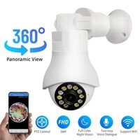 360° Camera Wifi Toàn Cảnh 1080P Đèn IP Tầm Nhìn Ban Đêm Giám Sát Âm Thanh Hai Chiều Camera IP Không Dây Bóng Đèn Mắt Cá