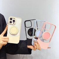 360° Ốp điện thoại chống sốc cứng trong suốt có thể xoay được cho iPhone 16 15 14 Pro Max Plus 13 12 Pro Max Vỏ điện thoại sạc không dây Vỏ thời trang