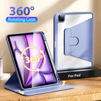 360° Ốp Xoay Cho iPad Pro 13 12.9 11 10.5 6th Air 2025 A16 11 M2 M3 Mini7 2024 5 4 3 Vỏ Lật Cho iPad 10.9 7th 8th 9th 10.2 Mini 7 6 5 4 Đứng Máy Tính Bảng Có Bút Khe cắm
