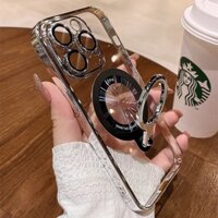 360° Quay Vòng Kim Loại Giá Đỡ Đứng Ốp lưng IPhone 11 12 13 14 15 Pro Max 15 Từ Trong Suốt Ốp Lưng