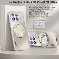 360° Xoay Kim Loại Từ Vòng Giá Đỡ Vô Hình Giá Đỡ Cứng Dành Cho Xiaomi Redmi K70 Pro K70 Ultra POCO F6 Pro 5G Kính Ống Kính Máy Ảnh Bảo Vệ Phim Vỏ Điện Thoại