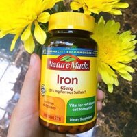 365v Viên Uống Bổ Máu 💚❤️💛💙 Và Bổ Sung Sắt Nature Made Iron 65mg (365v)( mẫu mới) - Mỹ