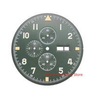 37.7mm Màu xanh lá cây Glow In The Dark Green Pilot Chronograph Watch Dial Đối với Miyota Ca