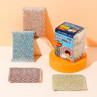 3866. Bọt biển rửa chén loại bỏ bụi bẩn mạnh mẽ, bộ 5 miếng, miếng bọt biển làm sạch hiệu quả, vải chổi chống dính