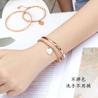 [3869 Đánh giá tích cực] Vòng tay kết hợp sang trọng nhẹ nhàng không phai màu phong cách Hàn Quốc cho phụ nữ, vòng tay bằng thép titan vàng hồng 18k, dây chuyền bạn thân, phong cách thời trang lạnh lùng của người nổi tiếng internet