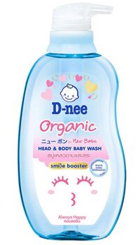 (392) D-NEE SMILE BOOSTER SỮA TẮM GỘI ORGANIC CHO BÉ 0+ 380ML, XANH DƯƠNG - Chai