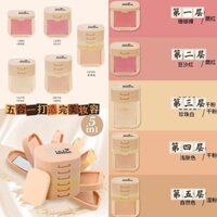 [3965 Lời khen ngợi của mọi người] Phấn má hồng ép 5 trong 1 Kem che khuyết điểm phấn mắt có độ bóng cao Bột chống bay tinh tế Dịch vụ không nặng Chống thấm nước cho người mới bắt đầu Fe