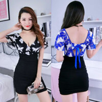 3977 Người Khen ngợi Quần Áo Nữ Cổ Thấp Cổ Chữ V Sâu Quần Áo Làm Việc Gợi Cảm Xông Hơi Tắm Chân Kỹ Thuật Viên Hông Váy Nữ 3.13