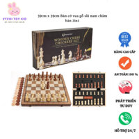 [39x39cm][Bản 2in1] Cờ Vua Gỗ Sồi Gắn Đế Nam Châm, Cờ Vua Xuất Mỹ 2 trong 1, Cờ đam checkers 24 quân, Giúp Bé Phát Triển