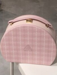 3ce Hồng Kiểm Tra Ngoại Vi Túi Xách Nách Túi Đựng Mỹ Phẩm Hộp Trang Sức Túi đeo dưới cánh tay Túi Mây Rơm Cốc