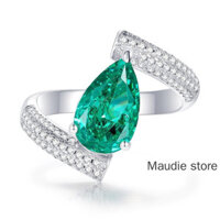 3ct 7 * 11mm Real Moissanite Nhẫn Nữ Sang Trọng Hình Giọt Tích Cực Kim Cương Đính Hôn Nhẫn Nữ