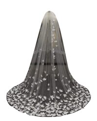 3D 1t Cathedral Wedding Veils for Brides with Petals free Metal Comb