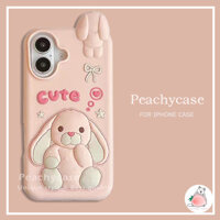 3d Hoạt Hình Dễ Thương Nơ Thỏ Silicon Ốp lưng Tương Thích Cho iPhone 16 15 14 13 Pro Max 12promax Lỗ Lớn Chống Sốc Vỏ Mềm