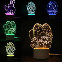3D Illusion Easter Egg Rabbit LED Night Light USB Colorful Table Desk Lamp Holiday Decor DC5V