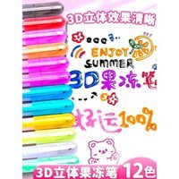3D Jelly Pen Bút ghi nhật ký 3D lập thể cho sinh viên, bút đánh dấu ghi nhật ký lỏng lẻo thay đổi màu sắc, bút viết tay phác thảo đôi