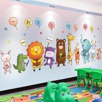 3D Nhãn Dán Tường Hình Động Vật Hoạt Hình Tự Dính Trang Trí Mầm Non, Nghệ Thuật Tường Giấy Dán Tường Tự Dính Tranh Tường TYYZ