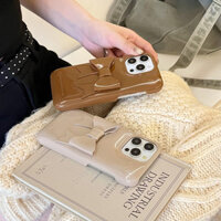 3d Nơ Hàn Quốc Sang Trọng Xà Phòng Da Dành Cho iPhone 16 15 14 13 Pro Max Nữ Vỏ Điện Thoại Bảo Vệ Toàn Diện Lỗ Gương Thiết Kế Lỗ Chống Rơi Bìa Mềm