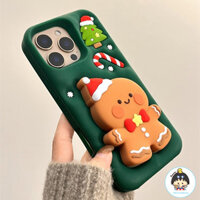 3d Phim Hoạt Hình Giáng Sinh Gingerbreadman Đứng Giá Đỡ Ốp lưng IPhone 16 15 14 13 12 Pro Max Bao Gồm Tất Cả Chống Sốc Mềm TPU ốp Lưng