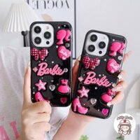 3d Stereo Màu Hồng Đồ Chơi Barbie Màu Đen Sáng Bóng Lấp Lánh Ốp Lưng Điện Thoại Tương Thích Cho IPhone 15 14 13 12 11 Pro Max Ốp Lưng TPU Mềm Chống Bụi Bẩn