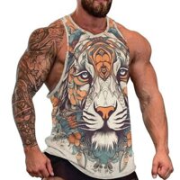3D Tiger Printed Vest Fitness Muscle Clothing Men's Summer Street Basketball Vest Quick-Drying Senior Tight Fashionable sports vest for men