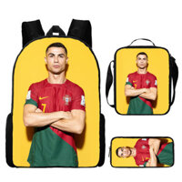 3in1 Cristiano Ronaldo Ba Lô Học Sinh Schoolbag Túi Ăn Trưa Túi Đựng Bút Chì Túi Đeo Vai Ngôi Sao Bóng Đá Trẻ Em- & - &