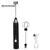 3in1 Máy tạo bọt sữa điện cầm tay Máy tạo bọt đa chức năng Máy đánh trứng điện Hộ gia đình Máy khuấy nhỏ Cà phê tạo bọt Cây đũa phép màu đen