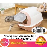 (3in1) Nhà vệ sinh cho mèo nhỏ tiết kiệm cát dạng hộp kín 3 trong 1 size nhỏ đỡ tốn cát mèo