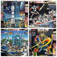 (3J507 R3601 R3602 R3604) Đồ chơi lắp ráp 4 phân loại bệ phóng thiên văn, robot tàu chiến, siêu nhân rồng, trụ sở swat