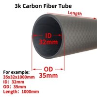 3k Sợi Carbon Ống Twill Mờ OD12 13 14 15 16mm Chiều Dài 1000mm Drone Phụ Kiện Sợi Carbon Ống-1 Chiếc