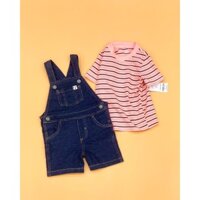 [3kg-13kg] Set Áo Thun Tay Ngắn + Quần Yếm Bé Trai C@rt3r Jean Cam Sọc