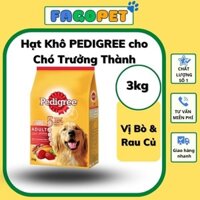 [3kg] Thức ăn khô Pedigree cho chó lớn dạng hạt vị Bò & Rau Củ