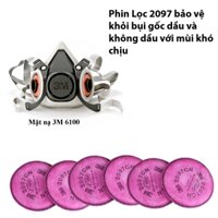 3M 6100 kèm phin lọc 3M 2097 Bộ mặt nạ chống bụi xi măng bụi mịn, bụi dầu, bụi gỗ, xi măng, khí Gas tiêu chuẩn P100
