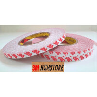 3M 9080R 10mm dài 50met - Băng keo hai mặt chịu nhiệt chuyên dán vải, logo may mặc, có thể tháo ra dán được nhiều lần