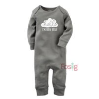 [3m] Sleepsuit Cúc Bấm Không Vớ Bé Trai - Xám Đen Hello c56