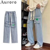 【3Màu sắc】Quần jean nam xanh denim quần jean baggy nam phong cách Hàn Quốc quần bò nam ống rộng Cao Cấp quần jean hoạ tiết