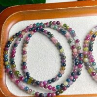 3mm Tự Nhiên Tourmaline Ba Vòng Tròn Vòng Tay Đá Quý Dây Thời Trang Đẹp Trang Sức Cho Nam Nữ 1 CÁI