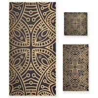 3pcs Cotton Luxury Bath Towels Set for Women Men Bathroom Kitchen 1 Bath Towel 1 Hand Towels 1 Washcloths - Retro Roma Pattern