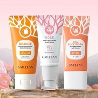 3PSC Gel tẩy da chết Orange+Kem chống nắng Rose + Kem lười dương sáng da makeup 30 giây GMEELAN